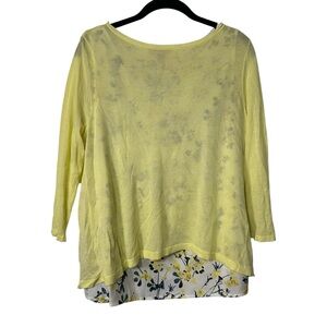 Roz & Ali Yellow Floral Layered Blouse